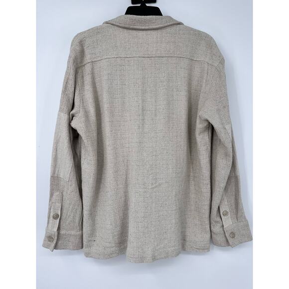 $11SALE!!! Grade & Gather Cute Linen Blend Shirt in Beige Size M - Picture 4 of 4